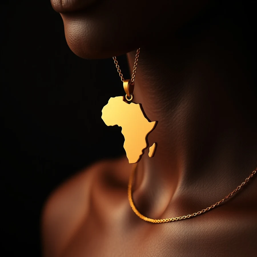 Africa Map Gold Pendant Necklace